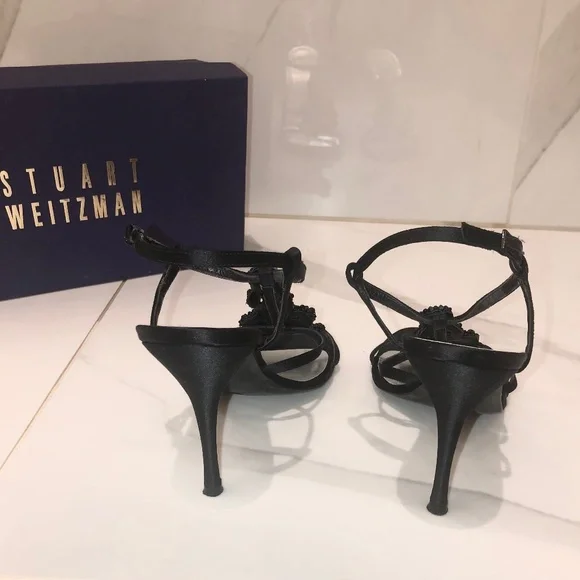 Stuart Weitzman Black Satin Caviar sandals - Picture 7 of 10